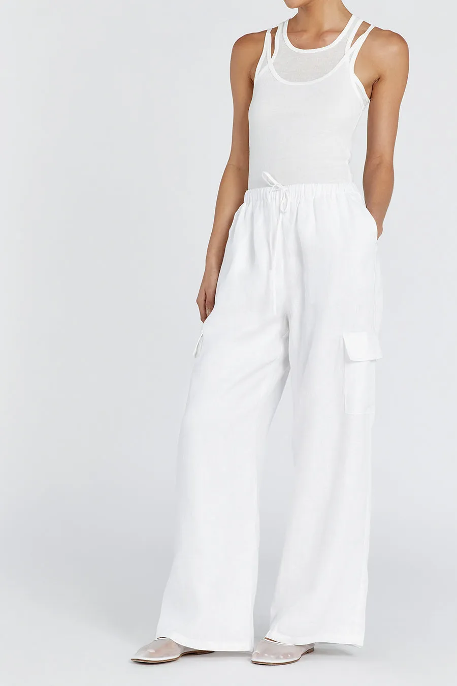 INGRID WHITE LINEN CARGO PANT sold by Dissh product image thumbnail 2
