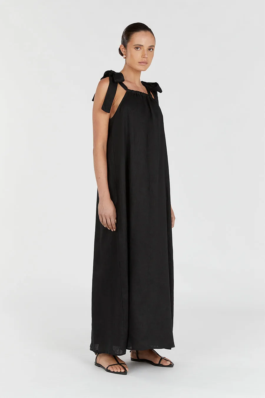 SAYLOR BLACK BOW LINEN MAXI DRESS sold by Dissh product image thumbnail 3
