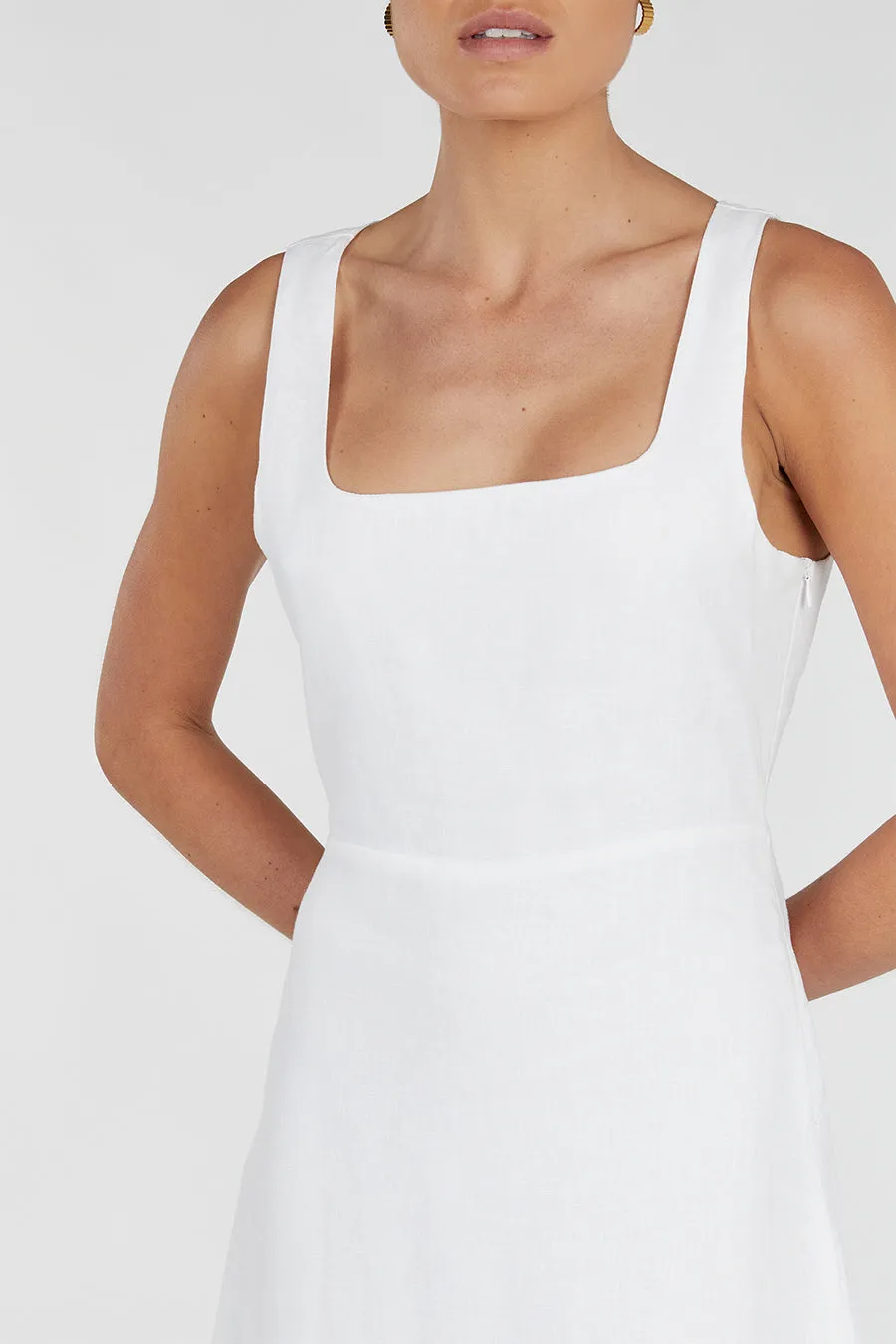 SHANNON WHITE LINEN MIDI DRESS sold by Dissh product image thumbnail 5
