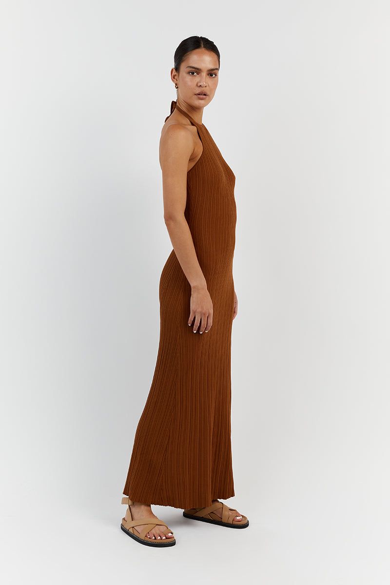 RILEY CARAMEL HIGH NECK KNIT DRESS sold by Dissh product image thumbnail 3