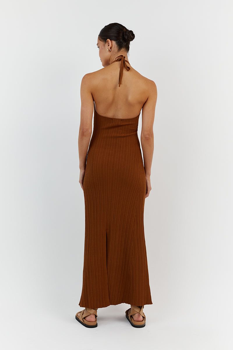 RILEY CARAMEL HIGH NECK KNIT DRESS sold by Dissh product image thumbnail 4