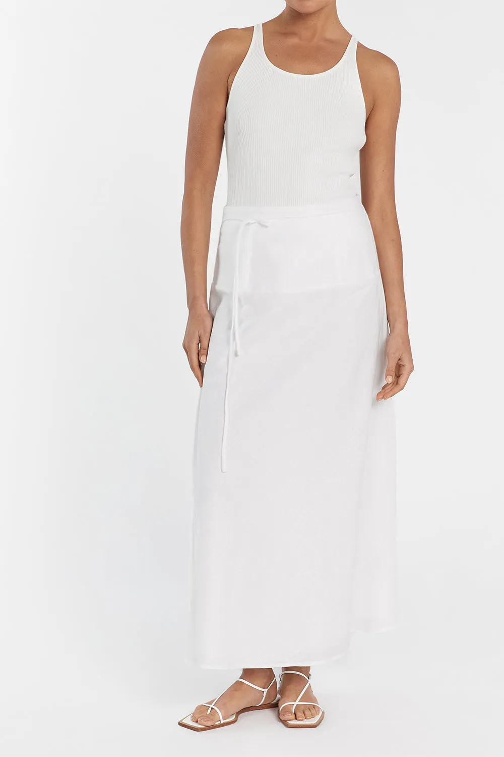 CLO WHITE LINEN MIDI SKIRT sold by Dissh product image thumbnail 2