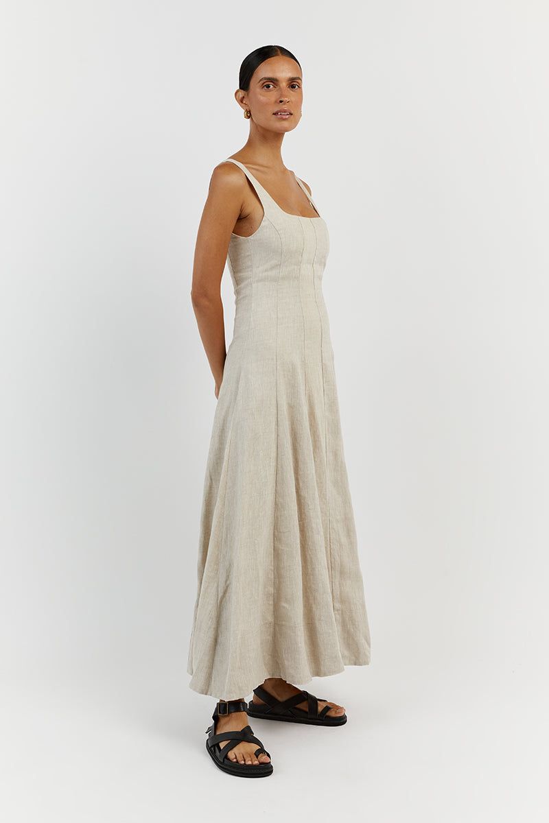 MILAHN NATURAL LINEN MIDI DRESS sold by Dissh product image thumbnail 4