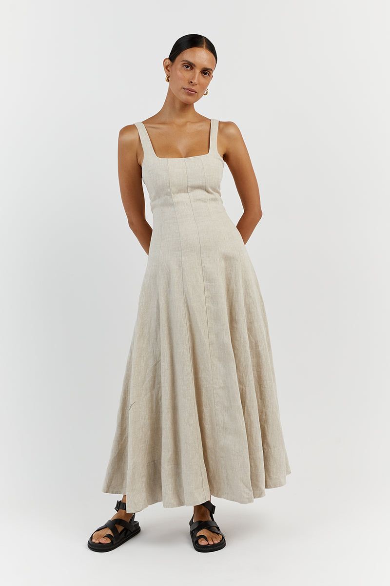 MILAHN NATURAL LINEN MIDI DRESS sold by Dissh product image thumbnail 2