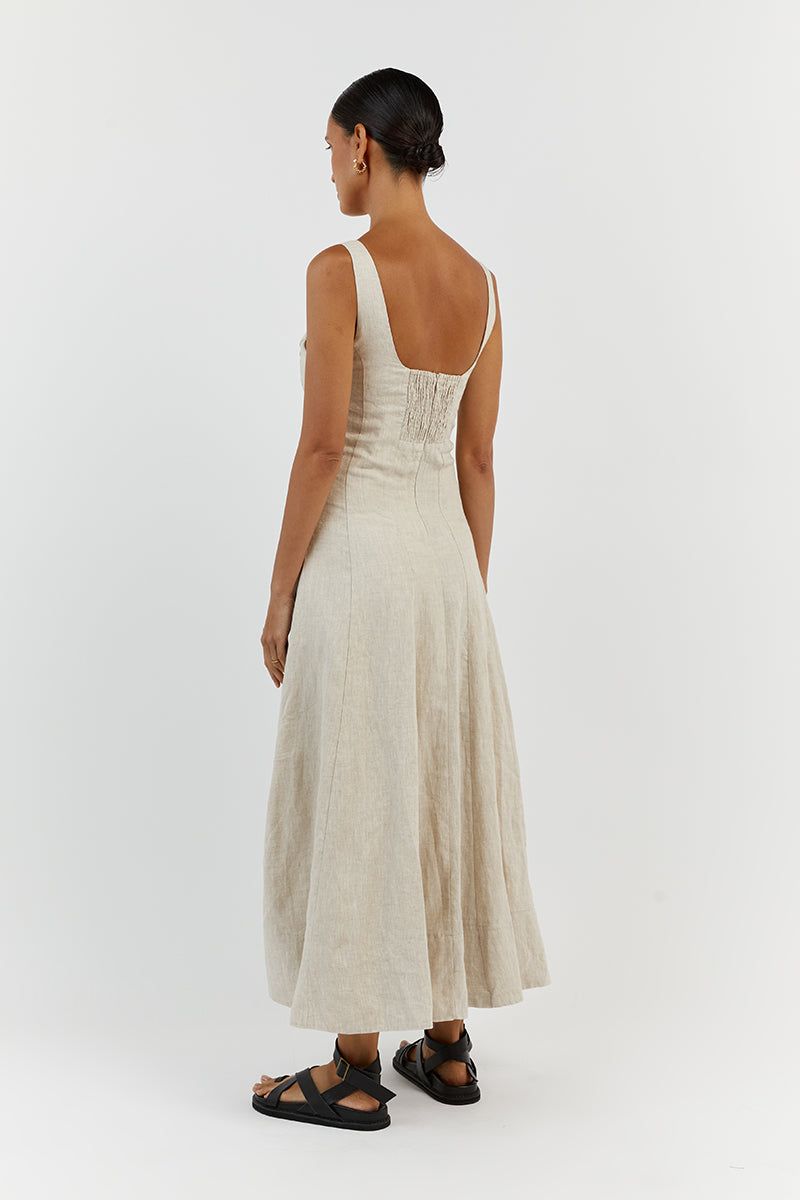 MILAHN NATURAL LINEN MIDI DRESS sold by Dissh product image thumbnail 5