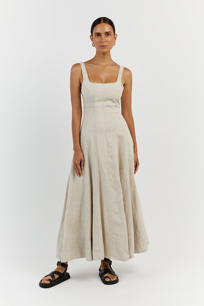 MILAHN NATURAL LINEN MIDI DRESS sold by Dissh product image thumbnail 3