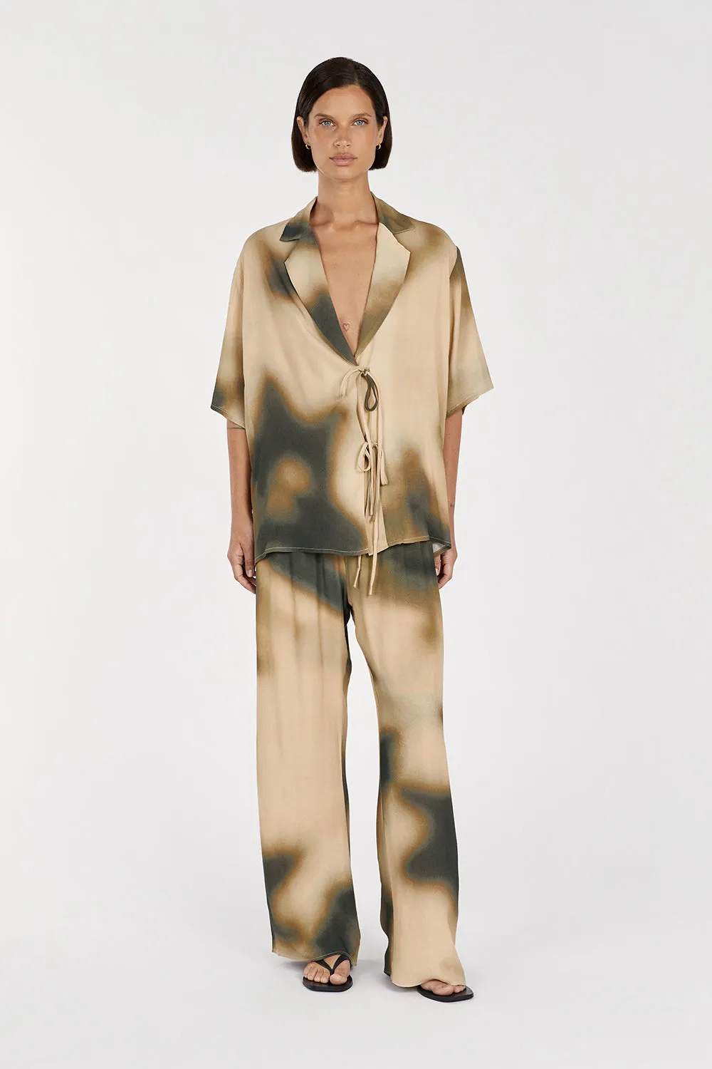 HENLEY TIE FRONT SHIRT sold by Dissh