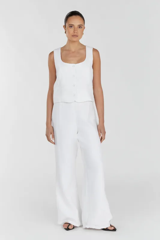 FLICK WHITE LINEN PANT sold by Dissh