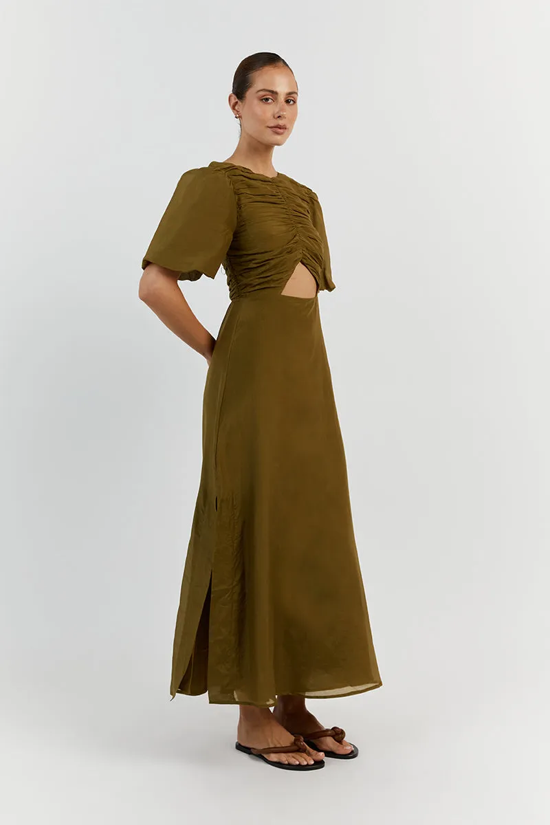 FRANKIE OLIVE CUT OUT MIDI DRESS sold by Dissh product image thumbnail 3