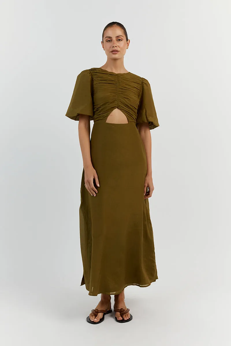 FRANKIE OLIVE CUT OUT MIDI DRESS sold by Dissh product image thumbnail 2