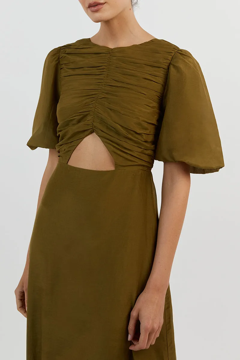 FRANKIE OLIVE CUT OUT MIDI DRESS sold by Dissh product image thumbnail 5