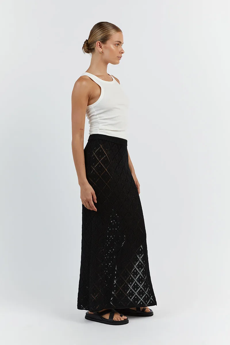 SORRENTO BLACK CROCHET MIDI SKIRT sold by Dissh product image thumbnail 3