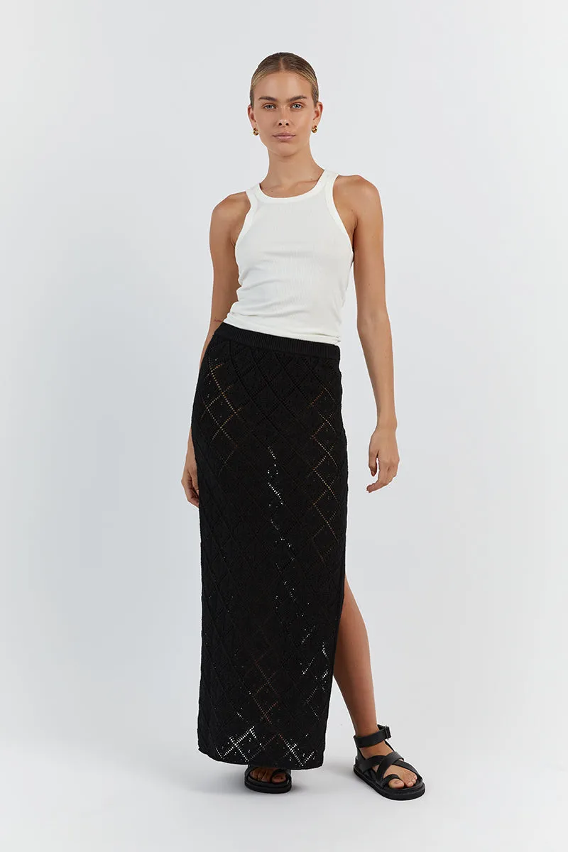 SORRENTO BLACK CROCHET MIDI SKIRT sold by Dissh product image thumbnail 2