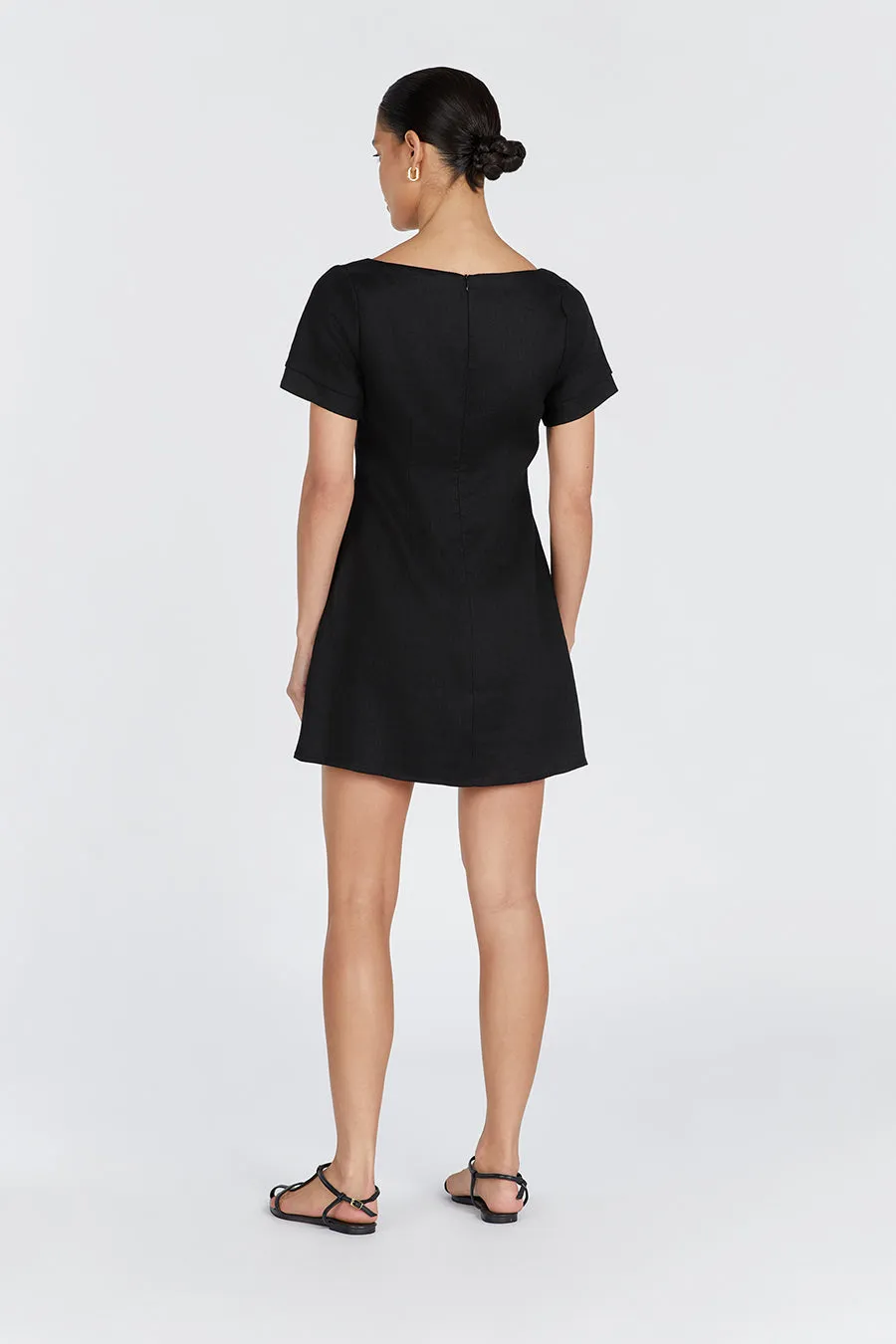 JAMIE BLACK LINEN MINI DRESS sold by Dissh product image thumbnail 4