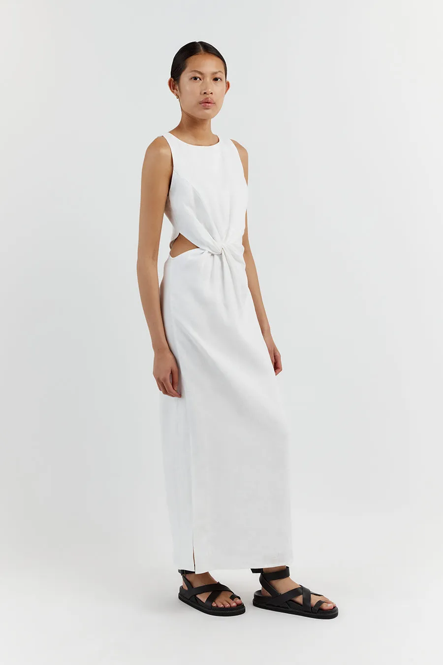LEILANI WHITE LINEN MIDI DRESS sold by Dissh product image thumbnail 3