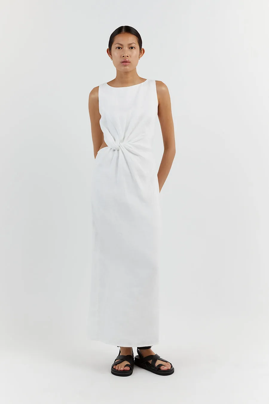 LEILANI WHITE LINEN MIDI DRESS sold by Dissh product image thumbnail 2