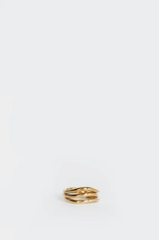 PORTER TRIPLE WAVE GOLD RING SET sold by Dissh