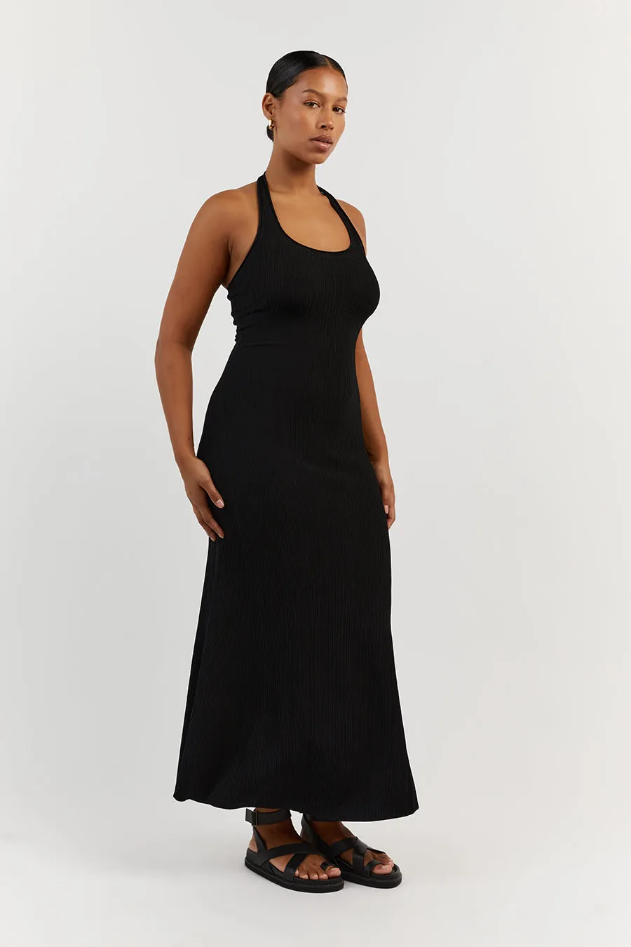 EDDISON BLACK KNIT MIDI DRESS sold by Dissh product image thumbnail 3