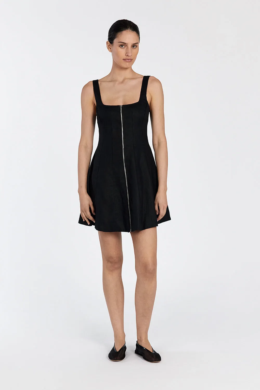HARRIET BLACK LINEN MINI DRESS sold by Dissh product image thumbnail 2