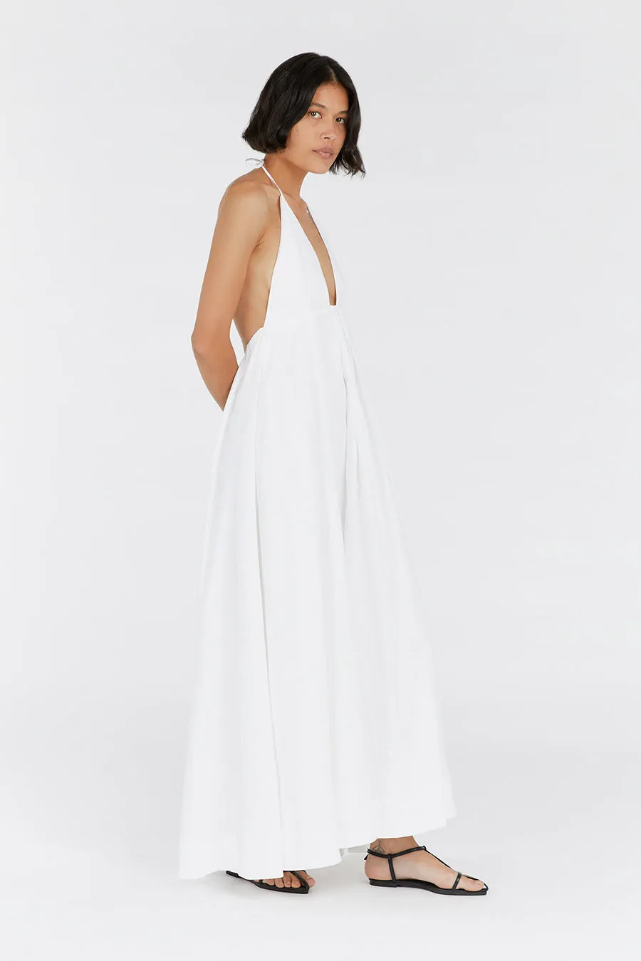 SICILY WHITE LINEN MAXI DRESS sold by Dissh product image thumbnail 3
