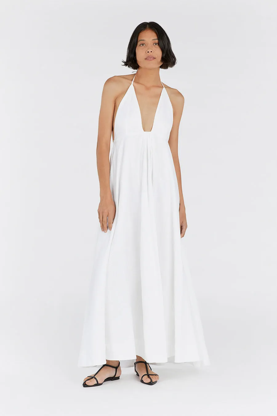 SICILY WHITE LINEN MAXI DRESS sold by Dissh