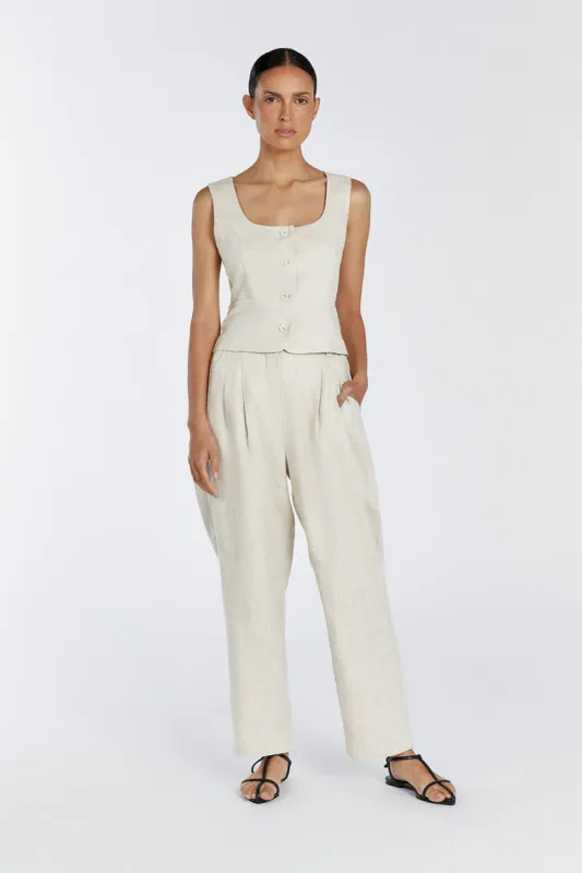 RYAN  NATURAL LINEN TAPERED PANT sold by Dissh