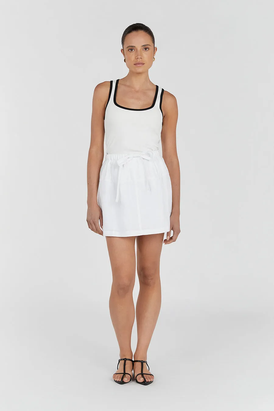 GINGER WHITE LINEN MINI SKIRT sold by Dissh product image thumbnail 2