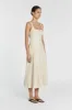 HARRIET SAND LINEN MIDI DRESS sold by Dissh