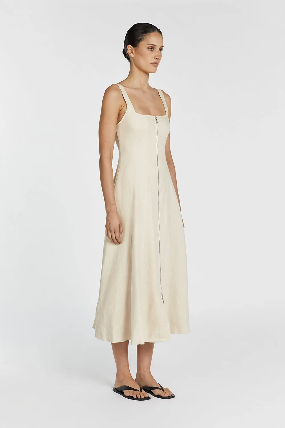 HARRIET SAND LINEN MIDI DRESS sold by Dissh product image thumbnail 4