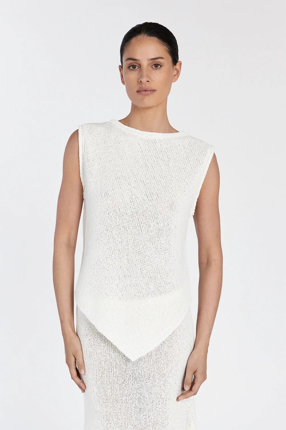 ALTHEA OFF WHITE ASYM KNIT TOP sold by Dissh product image thumbnail 3