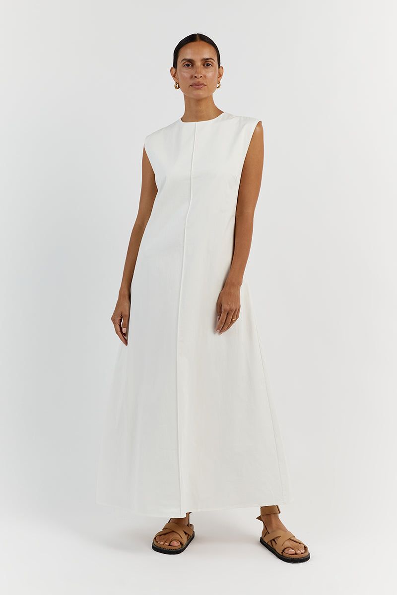 MAGGIE WHITE COTTON MIDI DRESS sold by Dissh