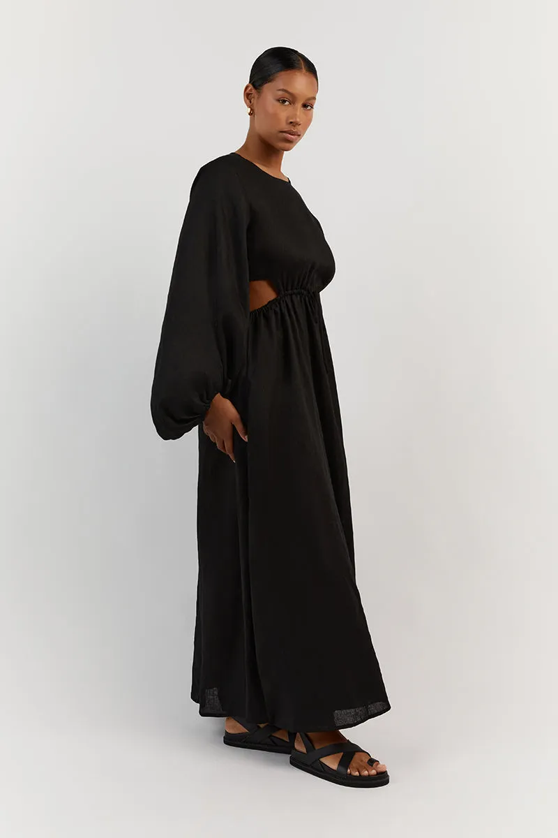 MOLLY BLACK LINEN MIDI DRESS sold by Dissh product image thumbnail 2