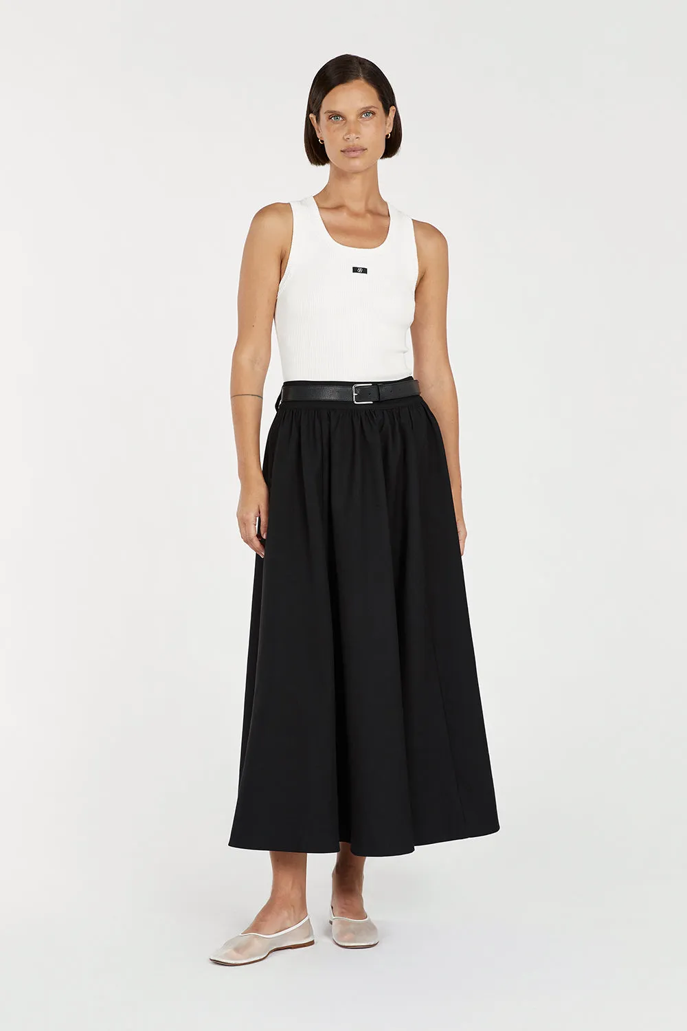 WILLOW BLACK MIDI SKIRT sold by Dissh