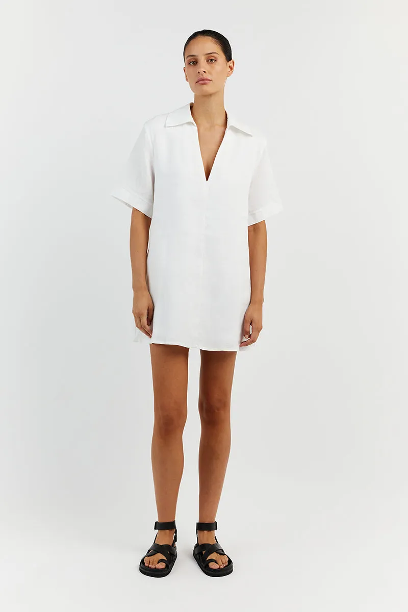 CANDICE WHITE LINEN SMOCK DRESS sold by Dissh