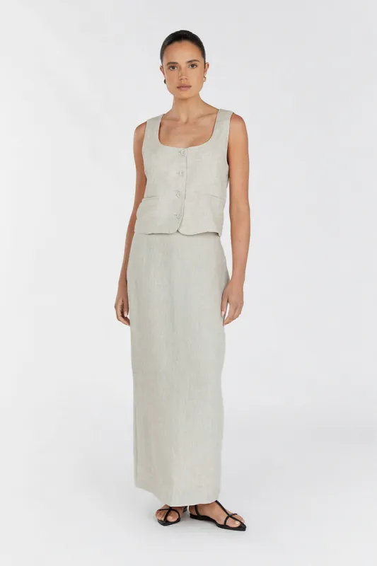 ROBERTS NATURAL LINEN MIDI SKIRT sold by Dissh