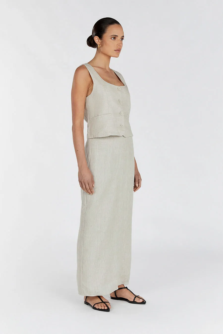 ROBERTS NATURAL LINEN MIDI SKIRT sold by Dissh product image thumbnail 3