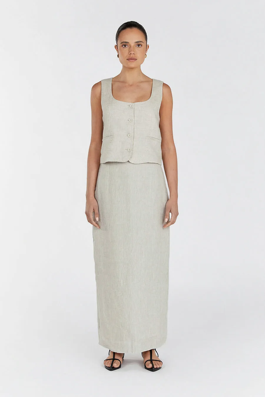 ROBERTS NATURAL LINEN MIDI SKIRT sold by Dissh product image thumbnail 2
