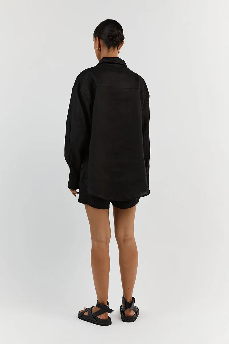 HAZEL BLACK LINEN JOGGER SHORT sold by Dissh product image thumbnail 3