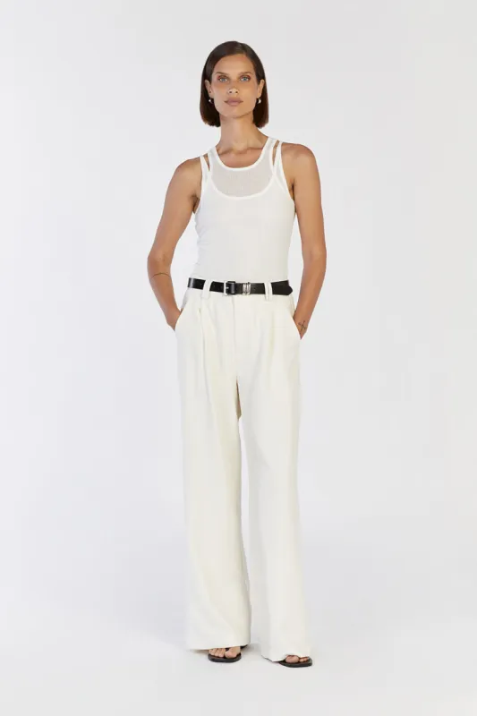 JUDE OFF WHITE DOUBLE LAYER KNIT TANK sold by Dissh