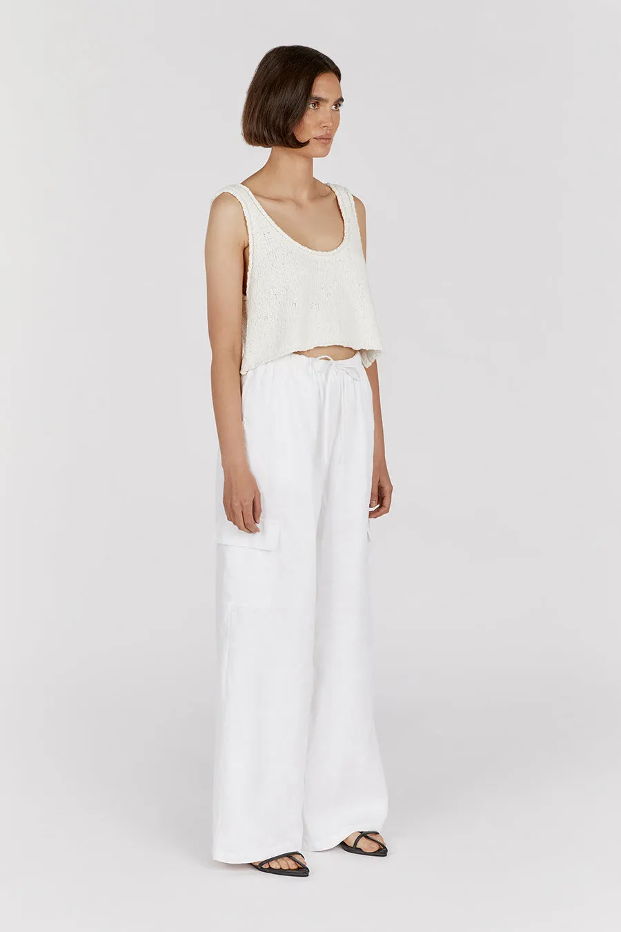 DION OFF WHITE BOUCLE CROP TOP sold by Dissh product image thumbnail 3