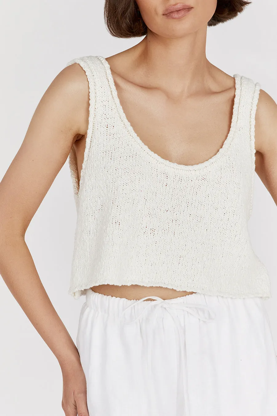 DION OFF WHITE BOUCLE CROP TOP sold by Dissh product image thumbnail 5