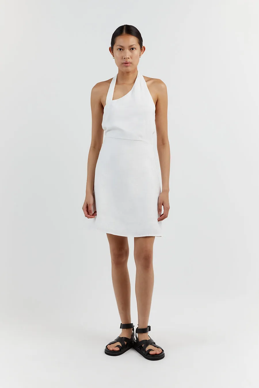 ZOEY WHITE ASYM LINEN MINI DRESS sold by Dissh product image thumbnail 3
