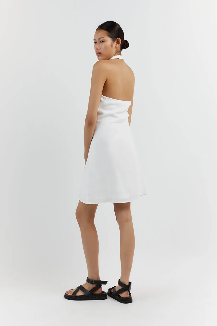 ZOEY WHITE ASYM LINEN MINI DRESS sold by Dissh product image thumbnail 4