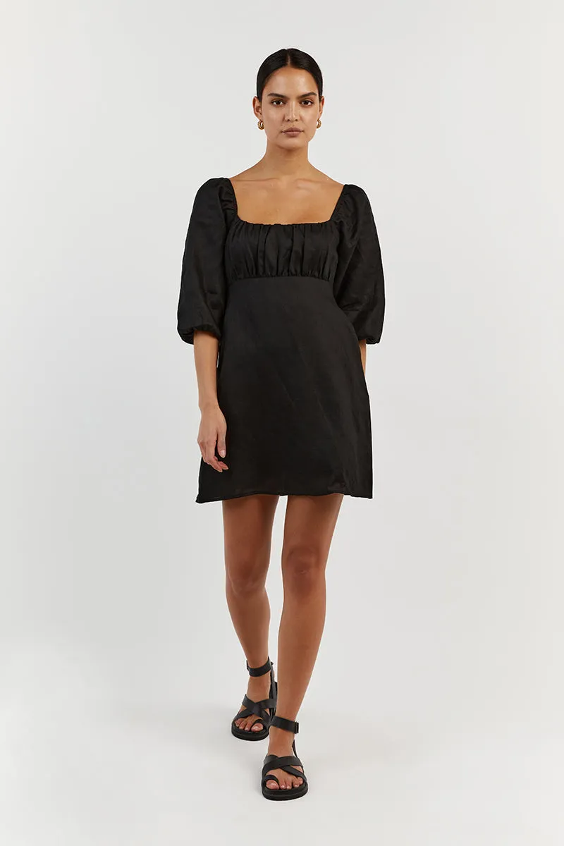 LILAH BLACK LINEN MINI DRESS sold by Dissh product image thumbnail 2