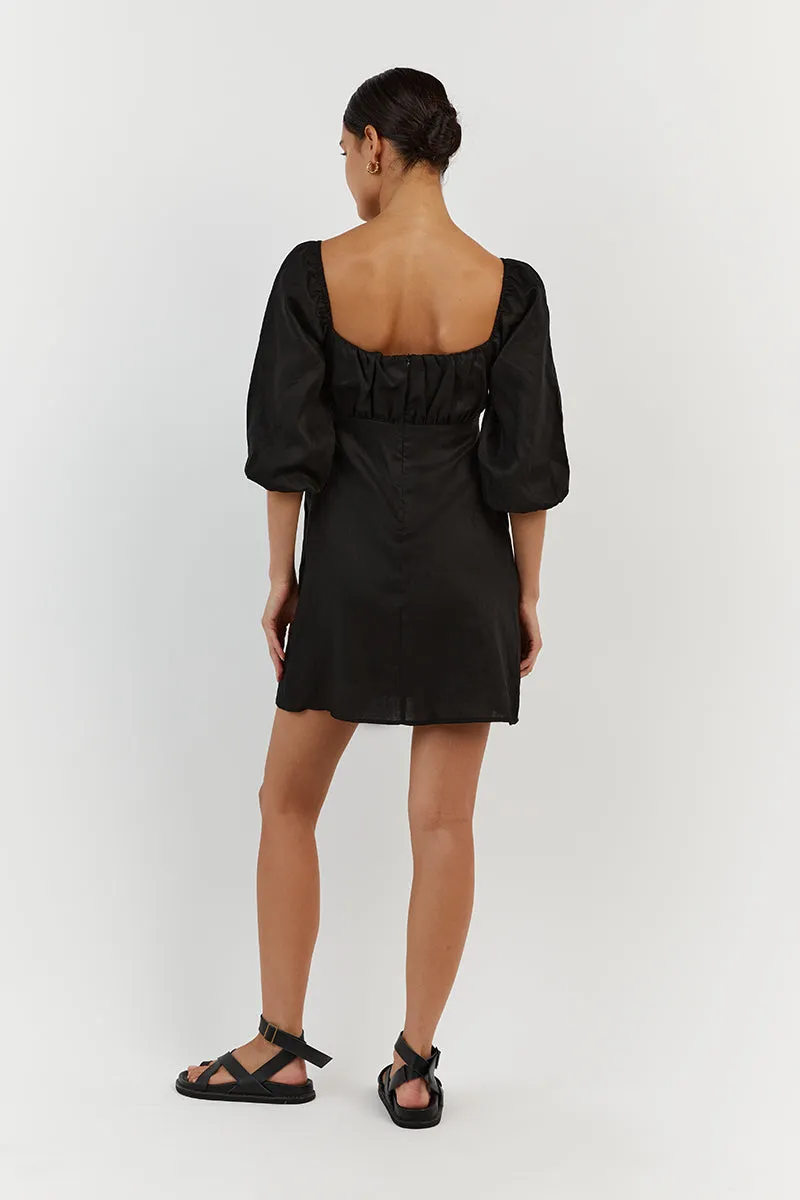 LILAH BLACK LINEN MINI DRESS sold by Dissh product image thumbnail 4