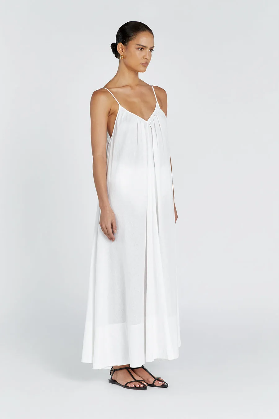 CAPRI WHITE LINEN SHEER MAXI DRESS sold by Dissh product image thumbnail 3