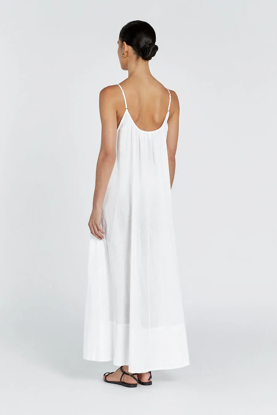 CAPRI WHITE LINEN SHEER MAXI DRESS sold by Dissh product image thumbnail 4