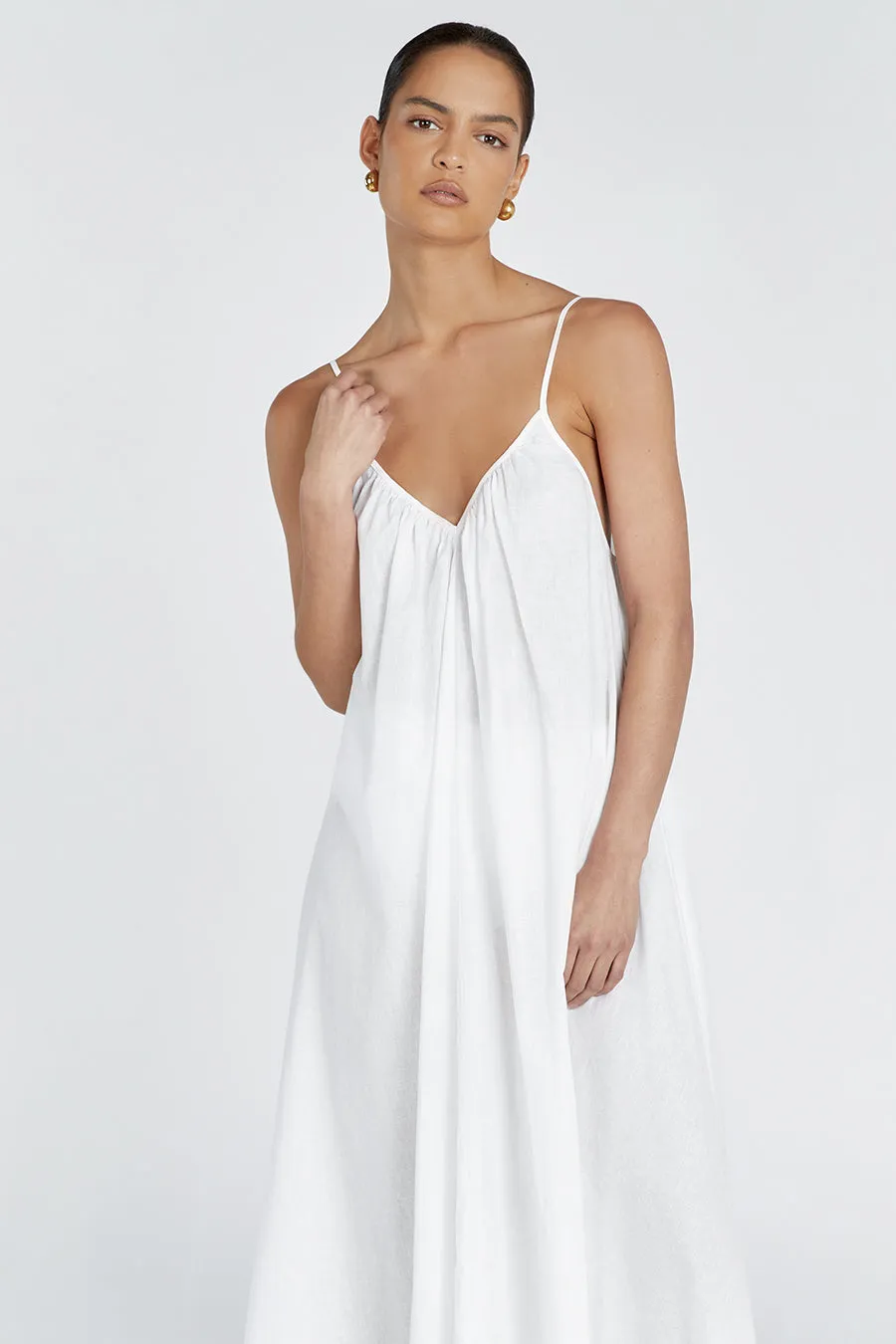 CAPRI WHITE LINEN SHEER MAXI DRESS sold by Dissh product image thumbnail 2