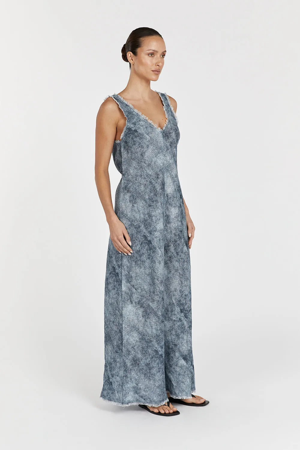LEON LINEN V NECK SLIP MIDI DRESS sold by Dissh product image thumbnail 3
