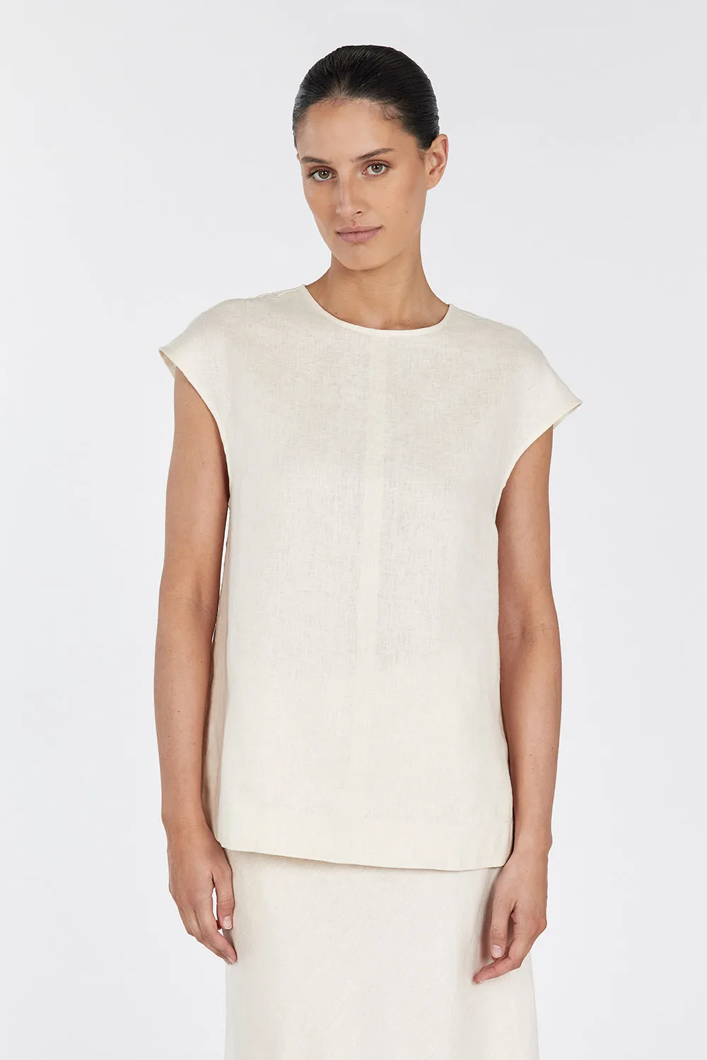 SANDY CREAM LINEN SHELL TOP sold by Dissh product image thumbnail 2